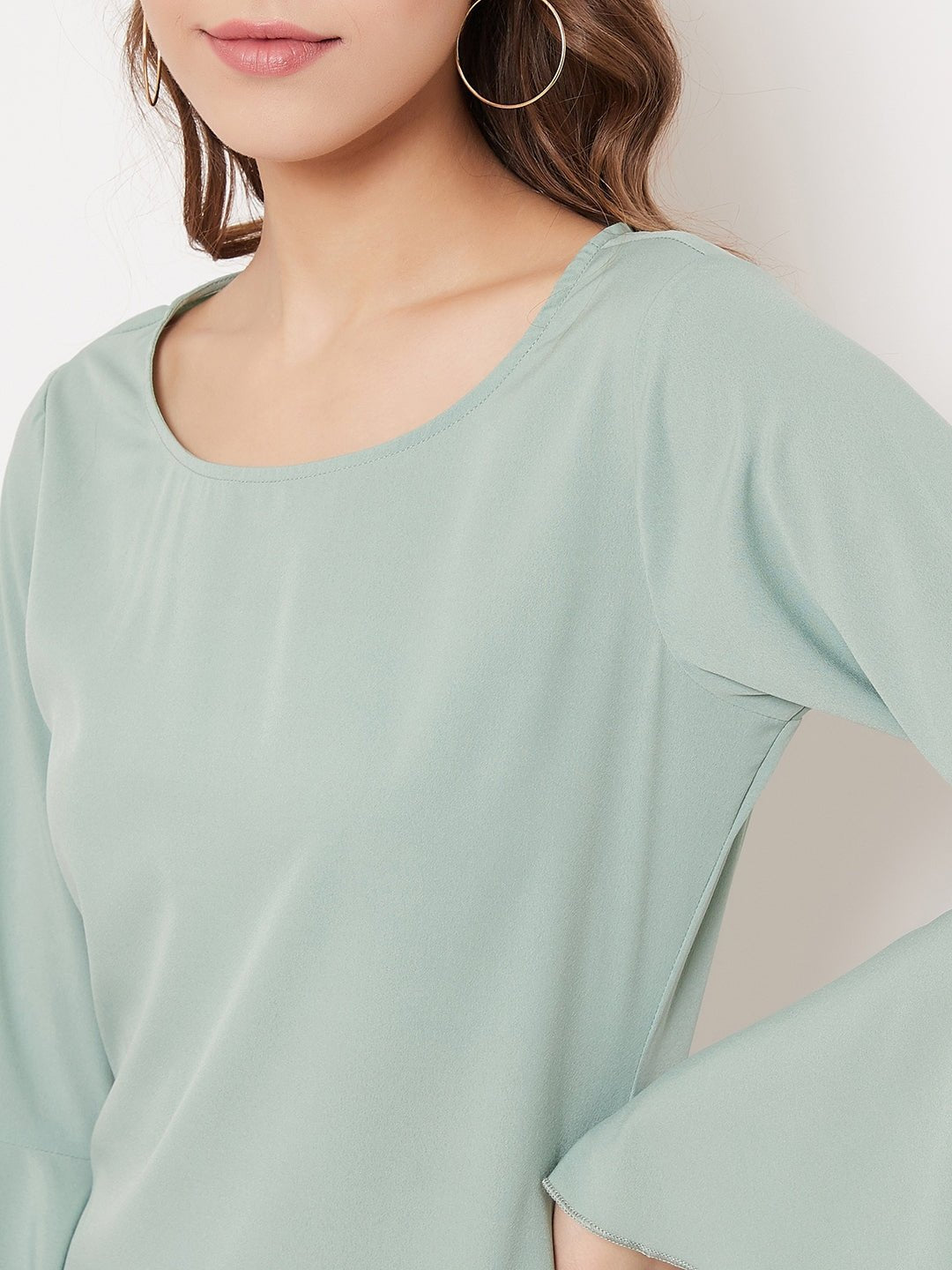 Folk Republic Women Solid Green Flutter Sleeves A-Line Mini Dress - #folk republic#