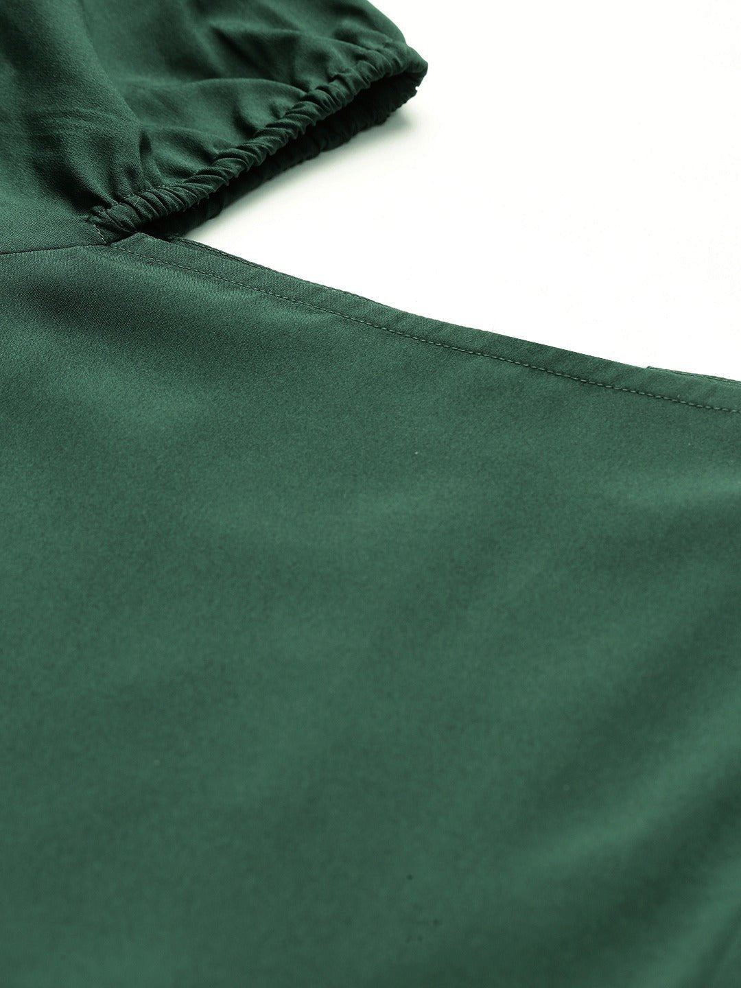 Folk Republic Women Solid Green Square Neck Slim-Fit Maxi Dress - #folk republic#