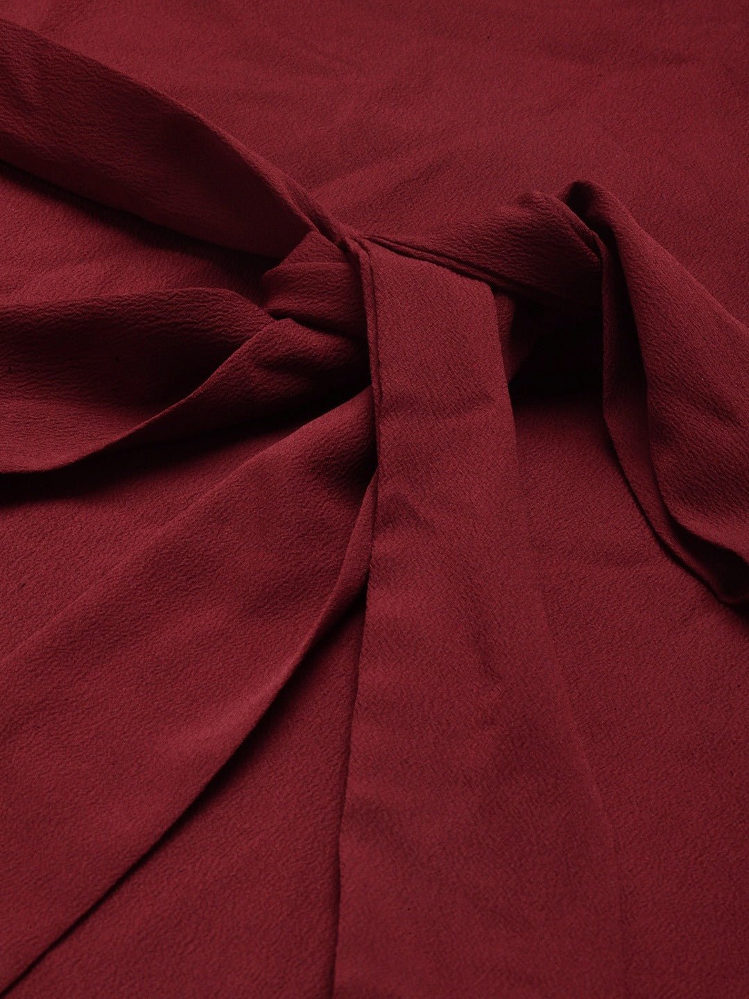 Folk Republic Women Solid Maroon One Shoulder Tie-Up Mini Dress - #folk republic#