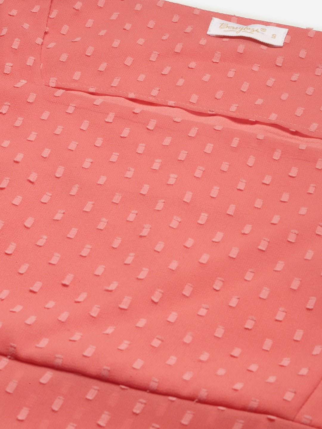 Folk Republic Women Solid Pink Dotted Square Neck Crop Top - #folk republic#