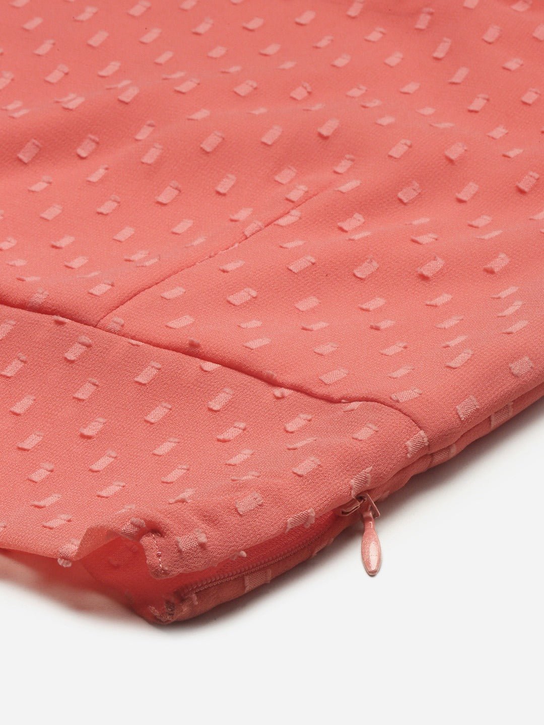 Folk Republic Women Solid Pink Dotted Square Neck Crop Top - #folk republic#