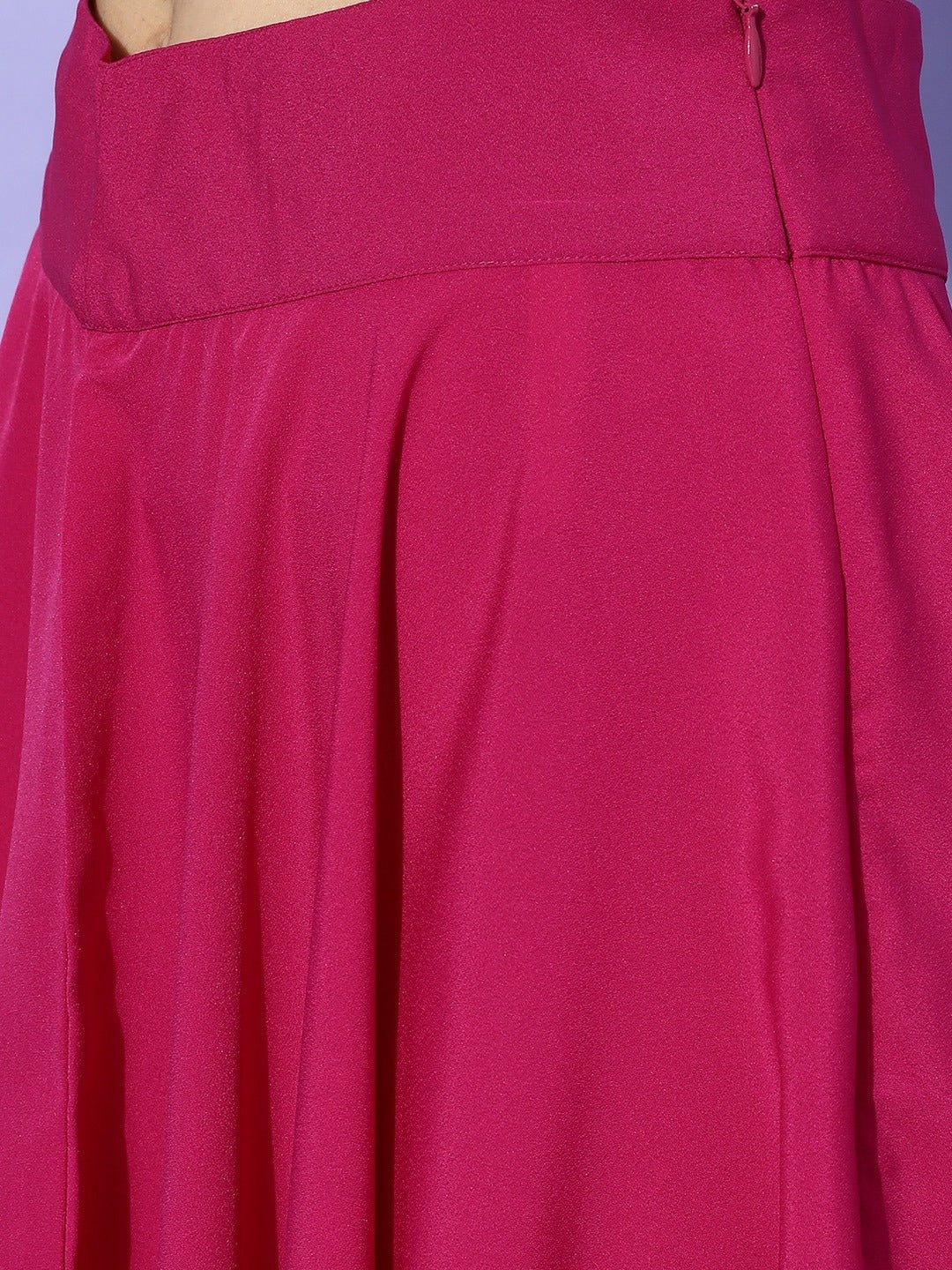 Folk Republic Women Solid Pink Flared A-Line Midi Skirt - #folk republic#