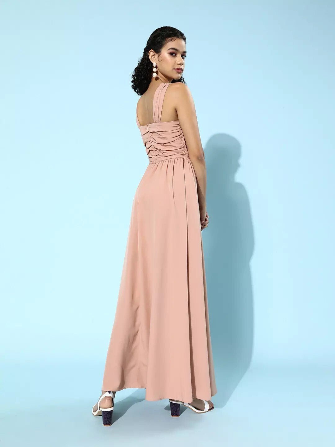 Folk Republic Women Solid Pink Sleeveless Halter Maxi Dress - #folk republic#