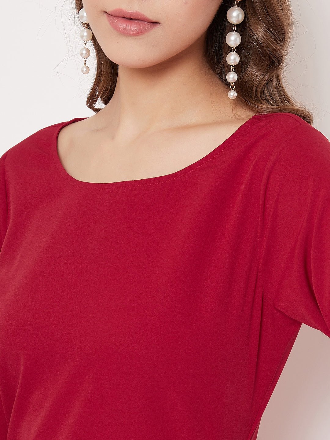 Folk Republic Women Solid Red Flared Sleeves A-Line Mini Dress - #folk republic#