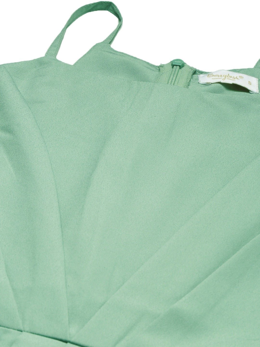 Folk Republic Women Solid Teal Green Halter Neck Mini Dress - #folk republic#