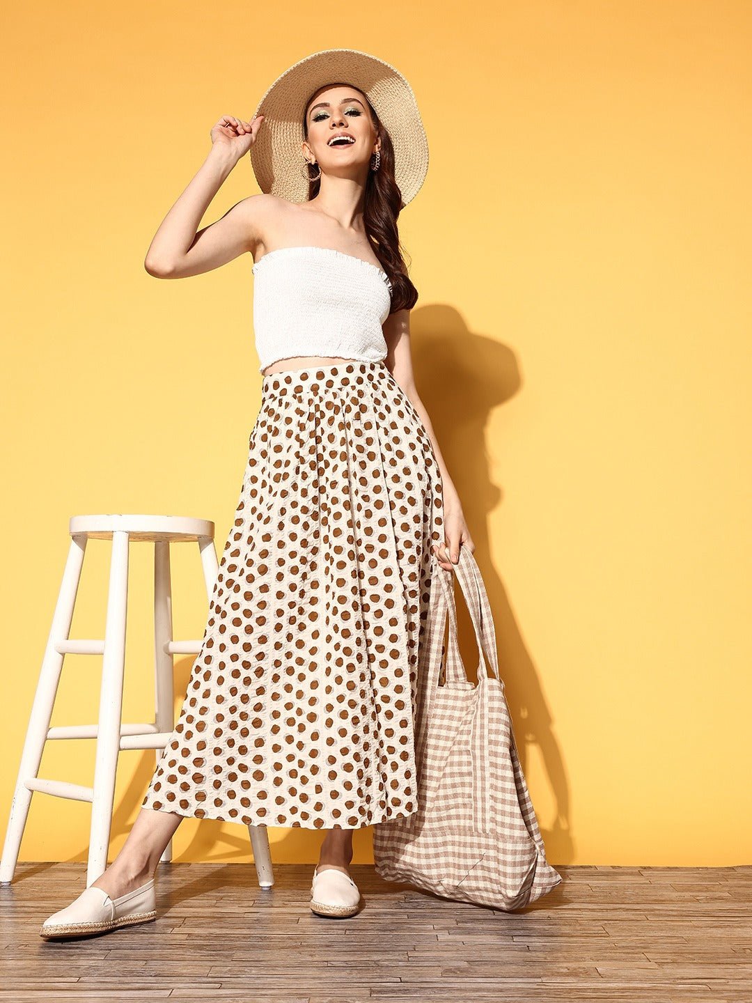 Folk Republic Women Solid White Off-Shoulder Neck Smocked Crepe Tube Cropped Top - #folk republic#