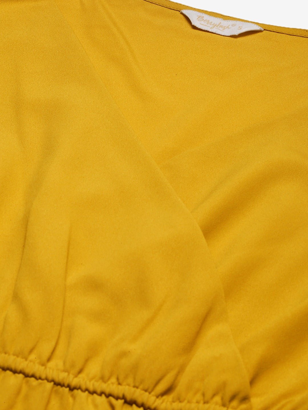 Folk Republic Women Solid Yellow V-Neck Short Sleeve Maxi Dress - #folk republic#
