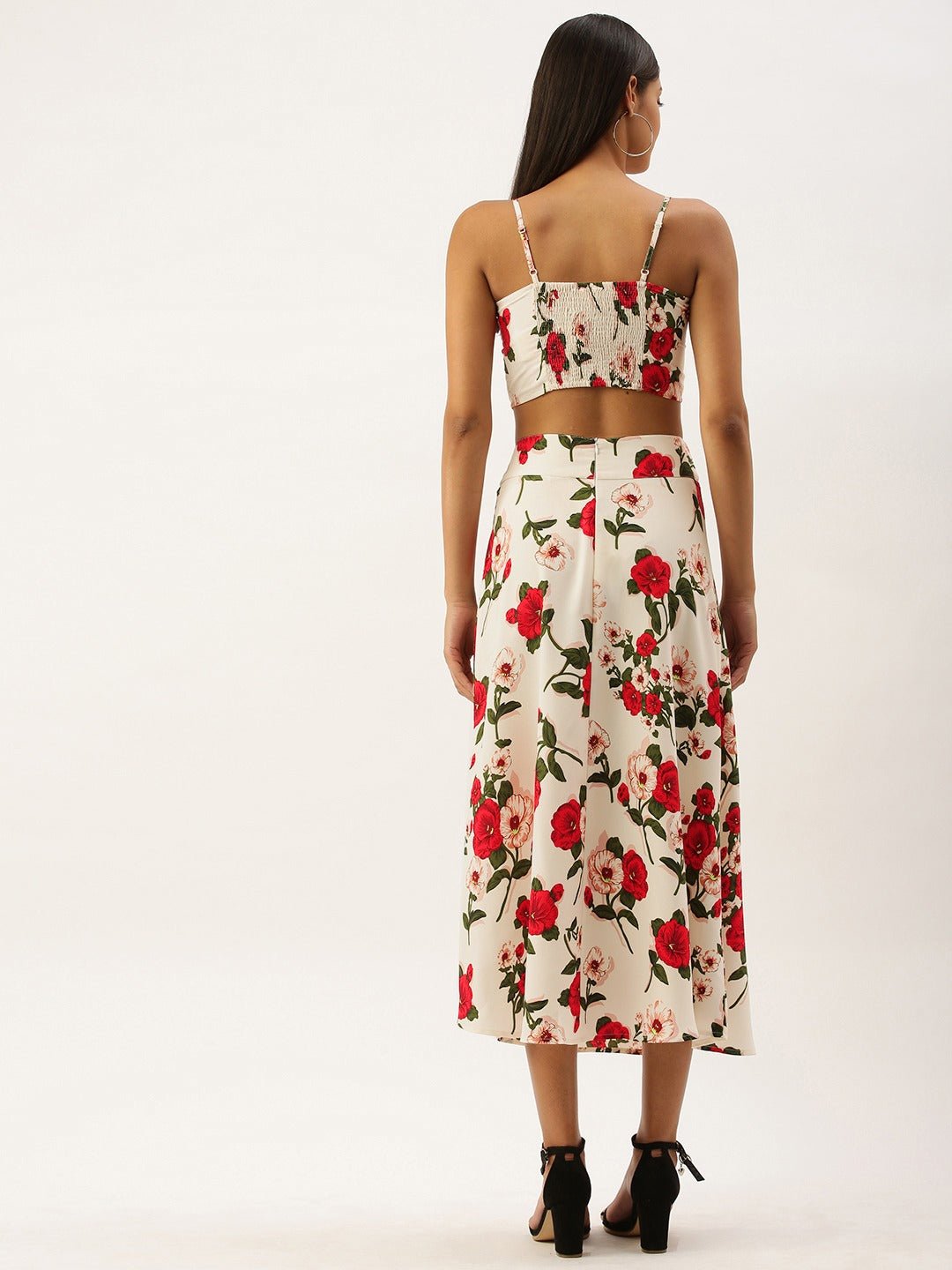 Folk Republic Women White Floral Print Co-Ordinate Midi Dress - #folk republic#