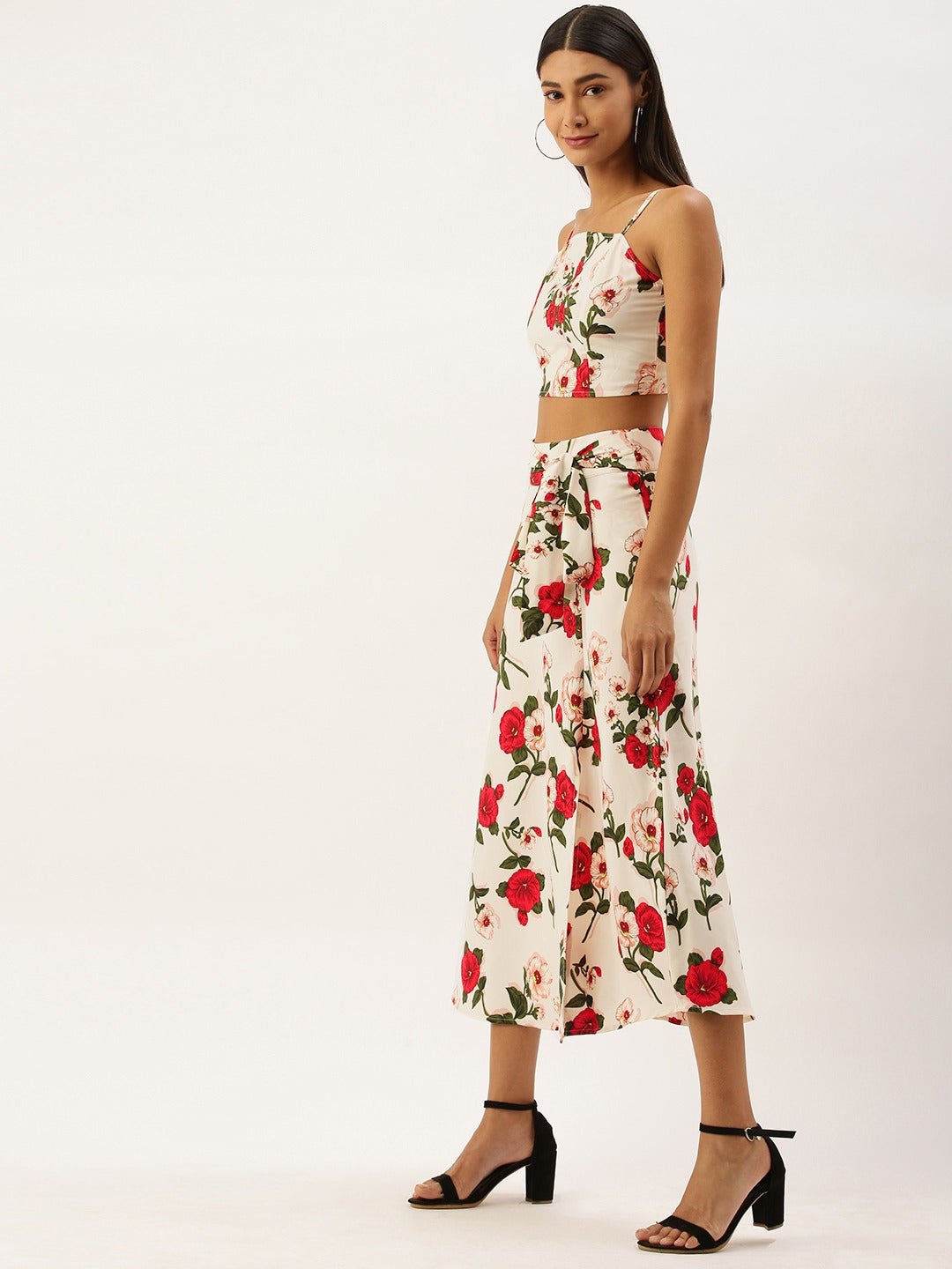 Folk Republic Women White Floral Print Co-Ordinate Midi Dress - #folk republic#