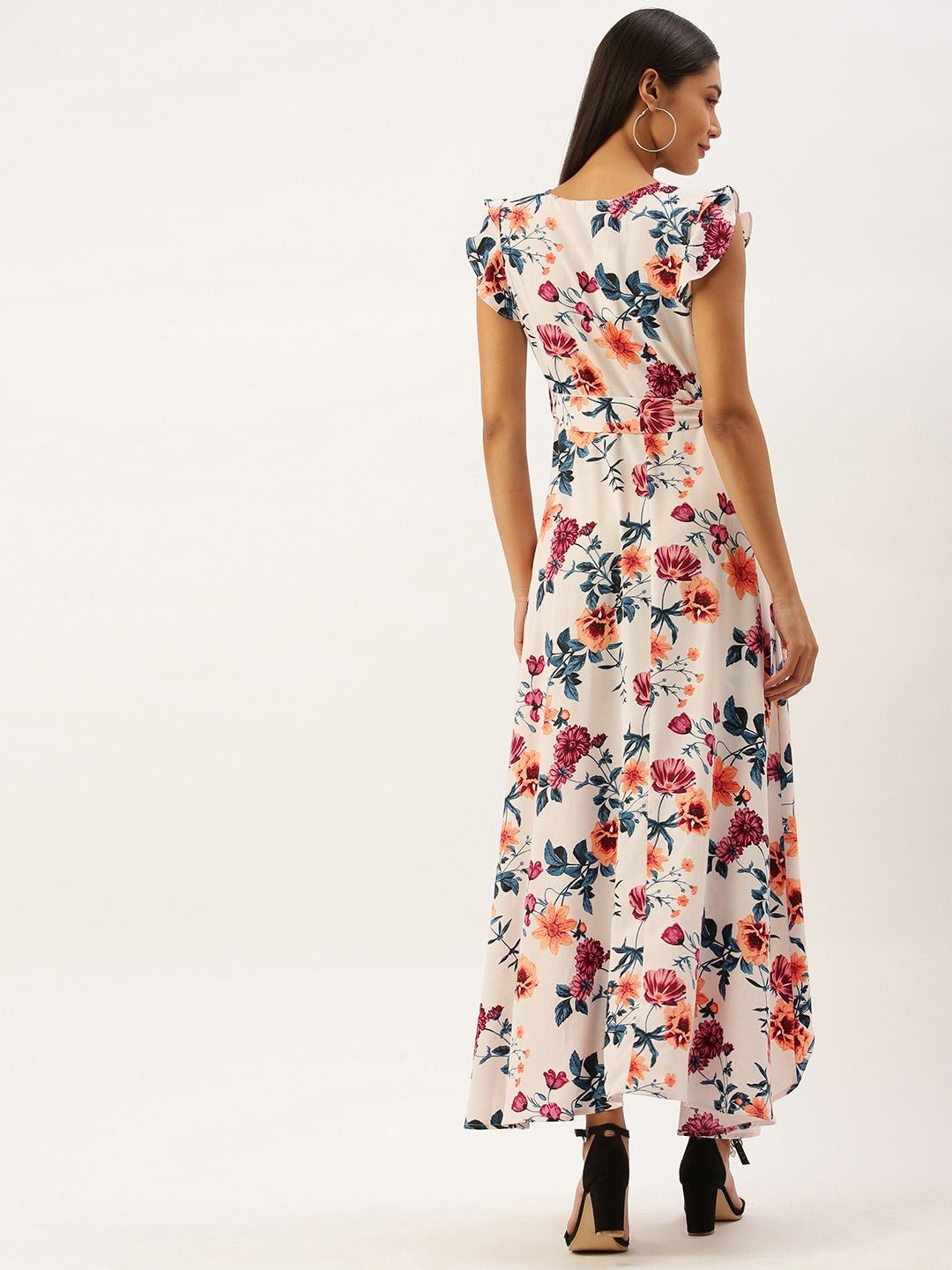 Folk Republic Women White Floral Print High Low Maxi Dress - #folk republic#