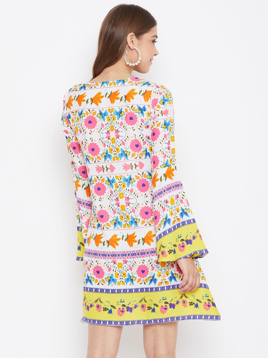 Folk Republic Women White Floral Printed A-Line Dress - #folk republic#