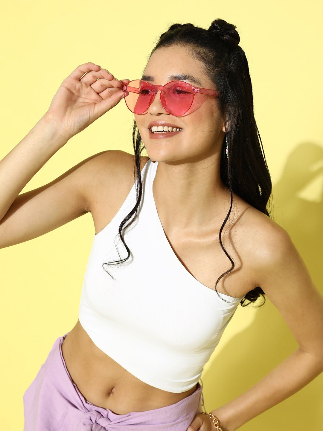 Folk Republic Women White Solid One Shoulder Styled Back Crop Top - #folk republic#