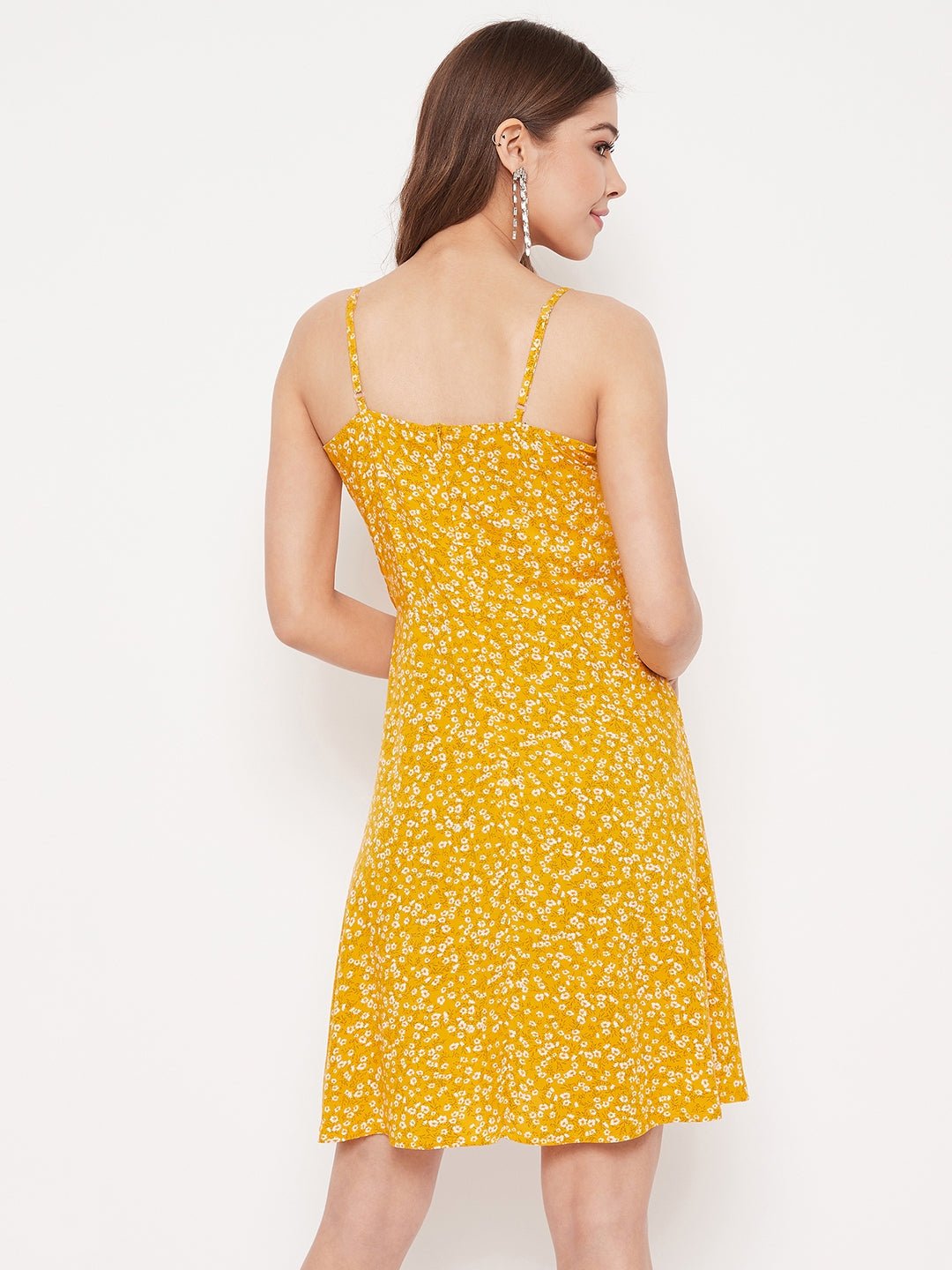 Folk Republic Women Yellow & White Floral Printed Fit & Flare Mini Dress - #folk republic#