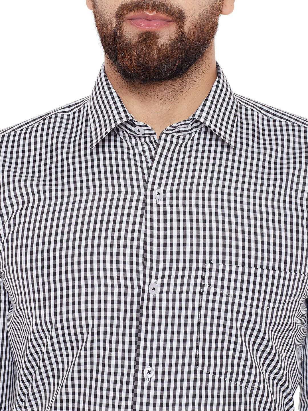 Men Black Checked Slim Fit Formal Shirt - #folk republic#