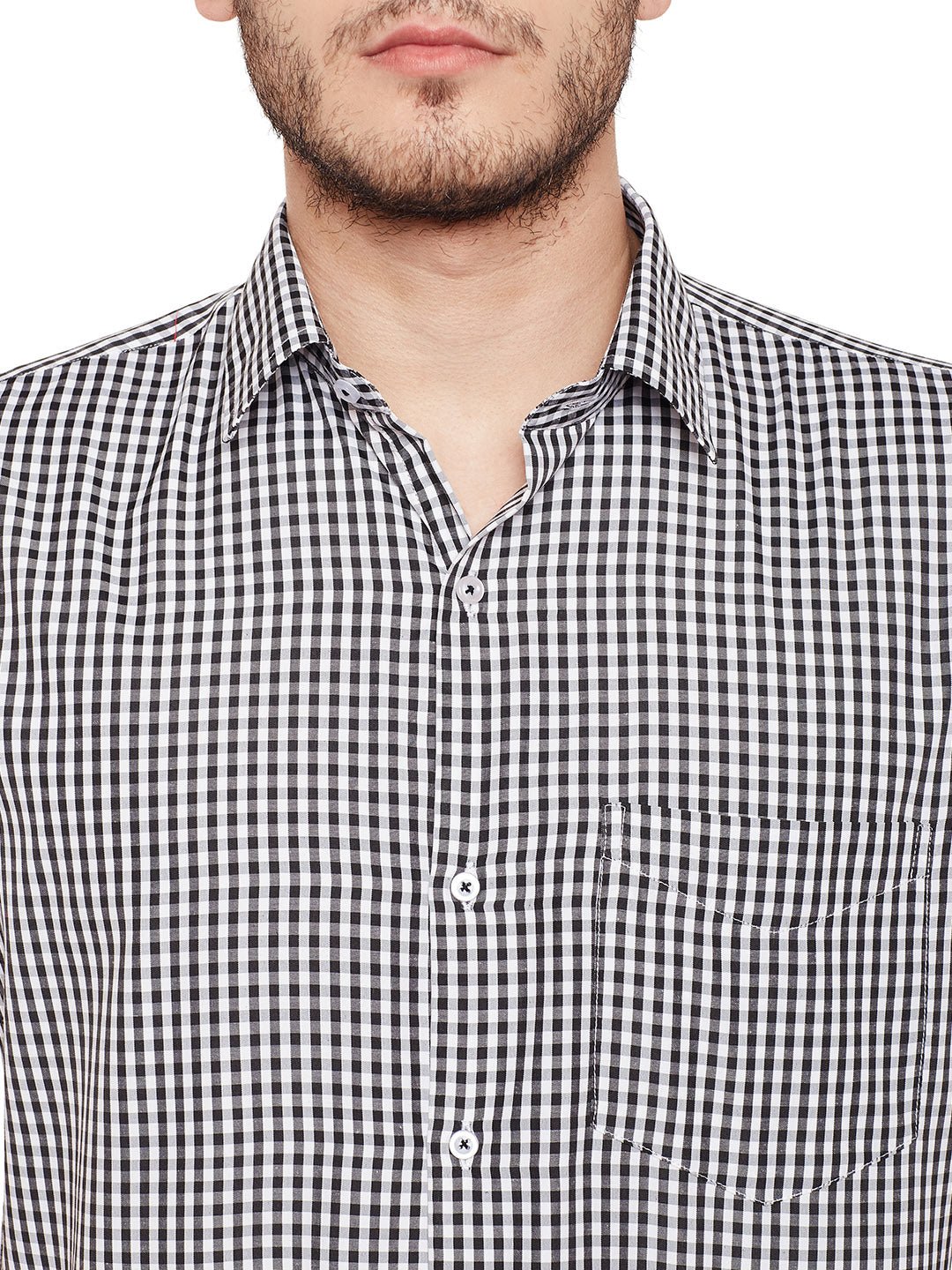 Men Black Checked Slim Fit Formal Shirt - #folk republic#