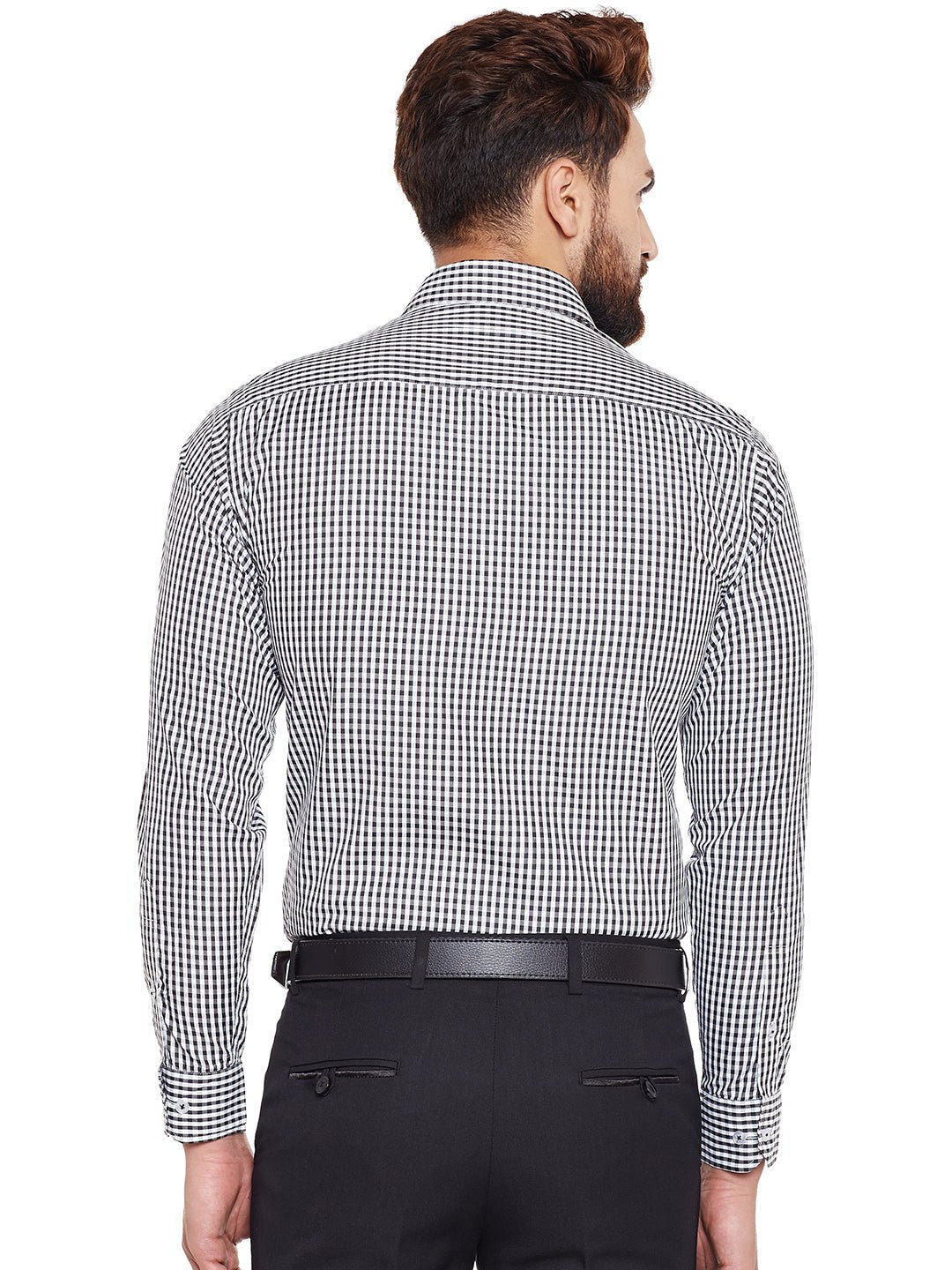 Men Black Checked Slim Fit Formal Shirt - #folk republic#
