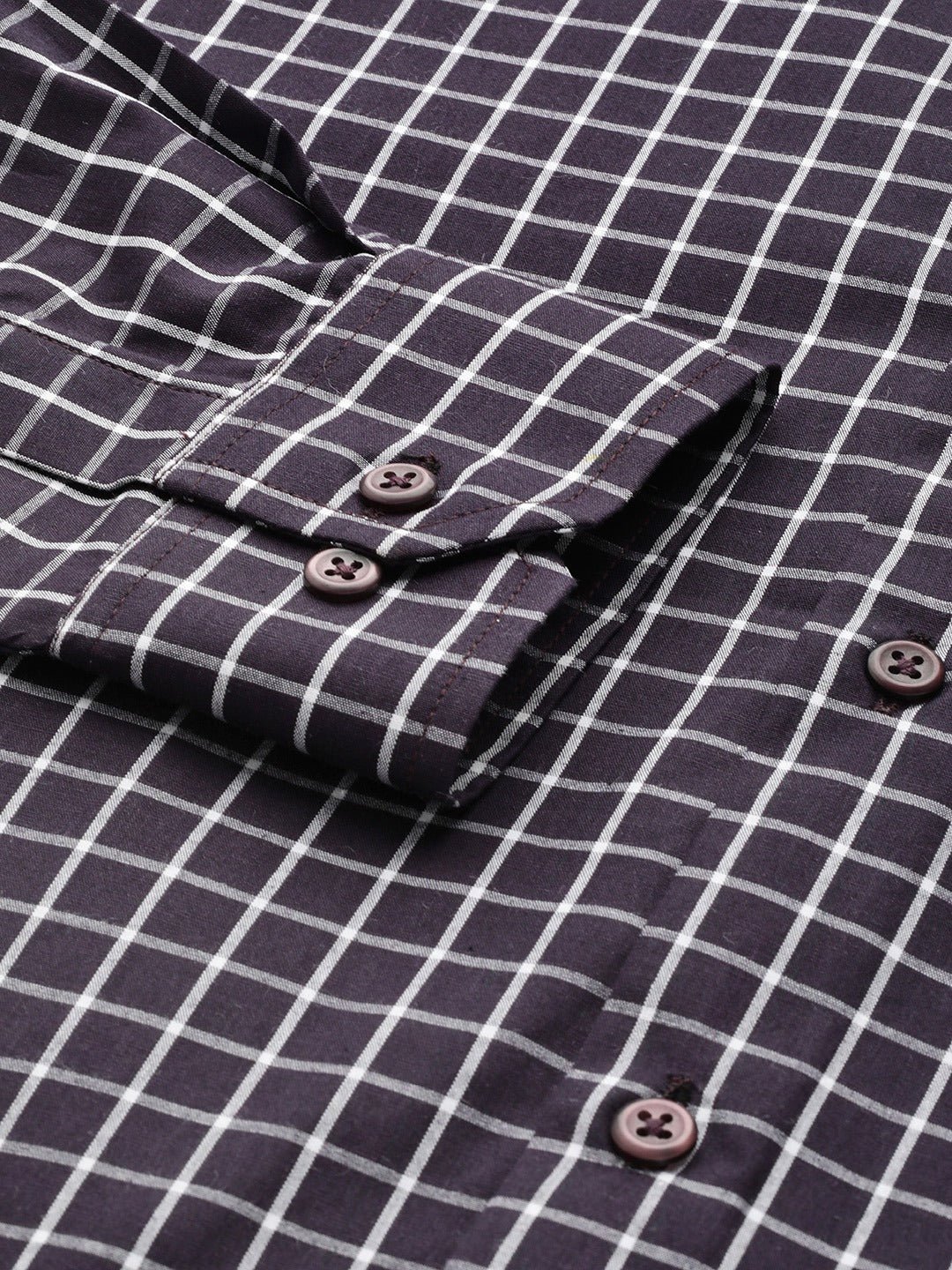 Men Black Checks Pure Cotton Slim Fit Formal Shirt - #folk republic#