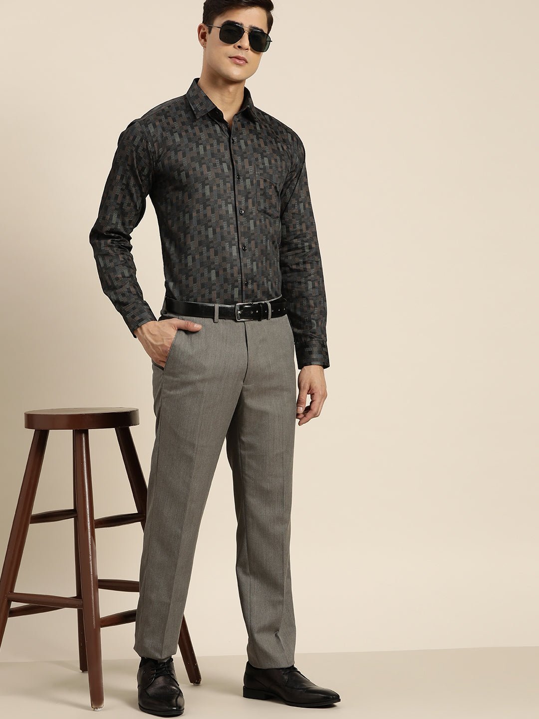 Men Black Print Pure Cotton Slim fit Party Shirt - #folk republic#