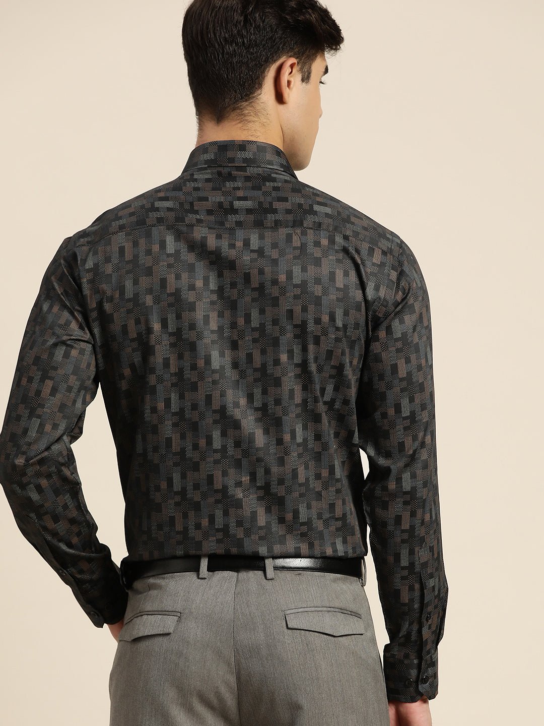 Men Black Print Pure Cotton Slim fit Party Shirt - #folk republic#
