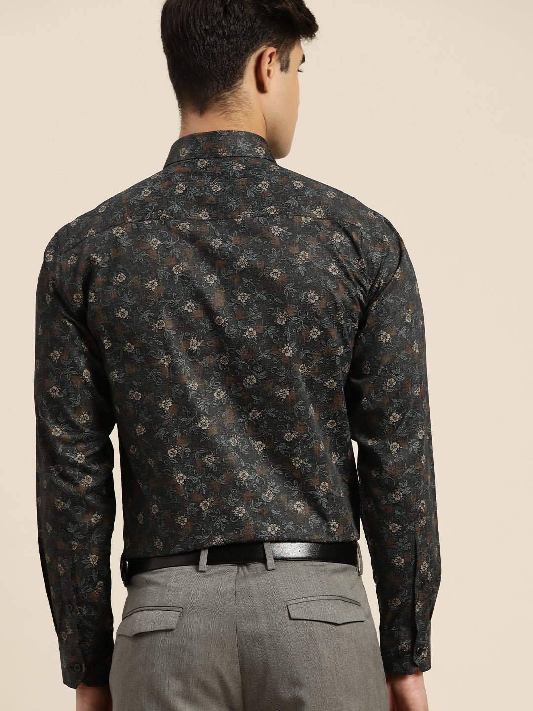 Men Black Print Pure Cotton Slim fit Party Shirt - #folk republic#