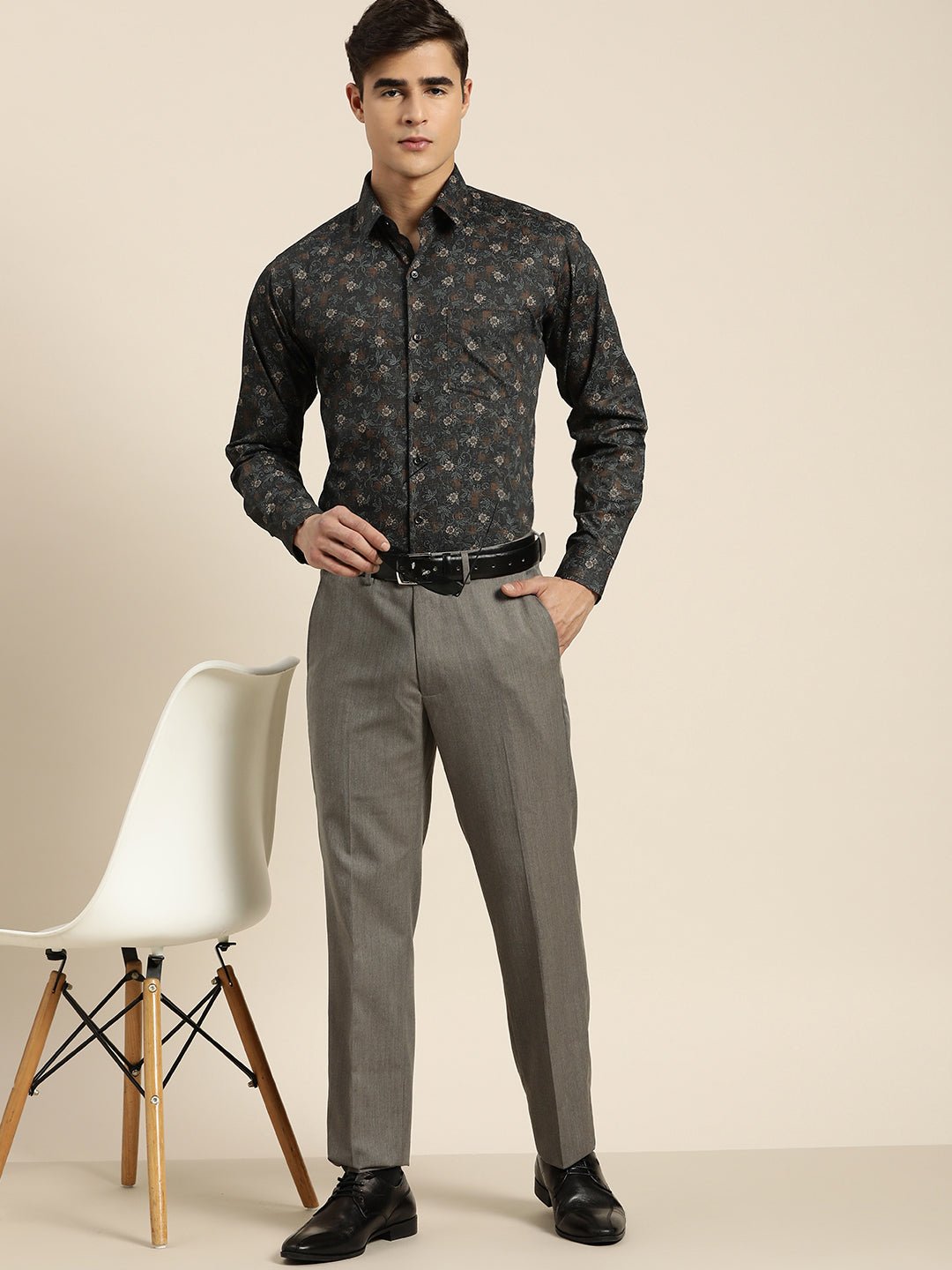 Men Black Print Pure Cotton Slim fit Party Shirt - #folk republic#