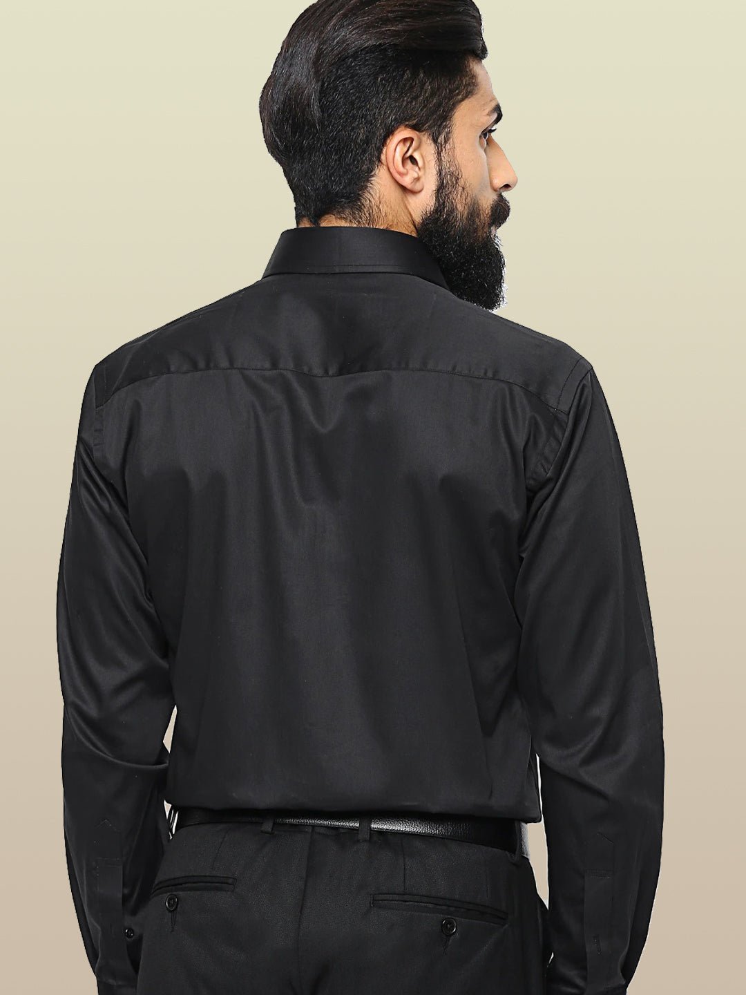 Men Black Pure Cotton Satin Solid Slim Fit Formal Shirt - #folk republic#