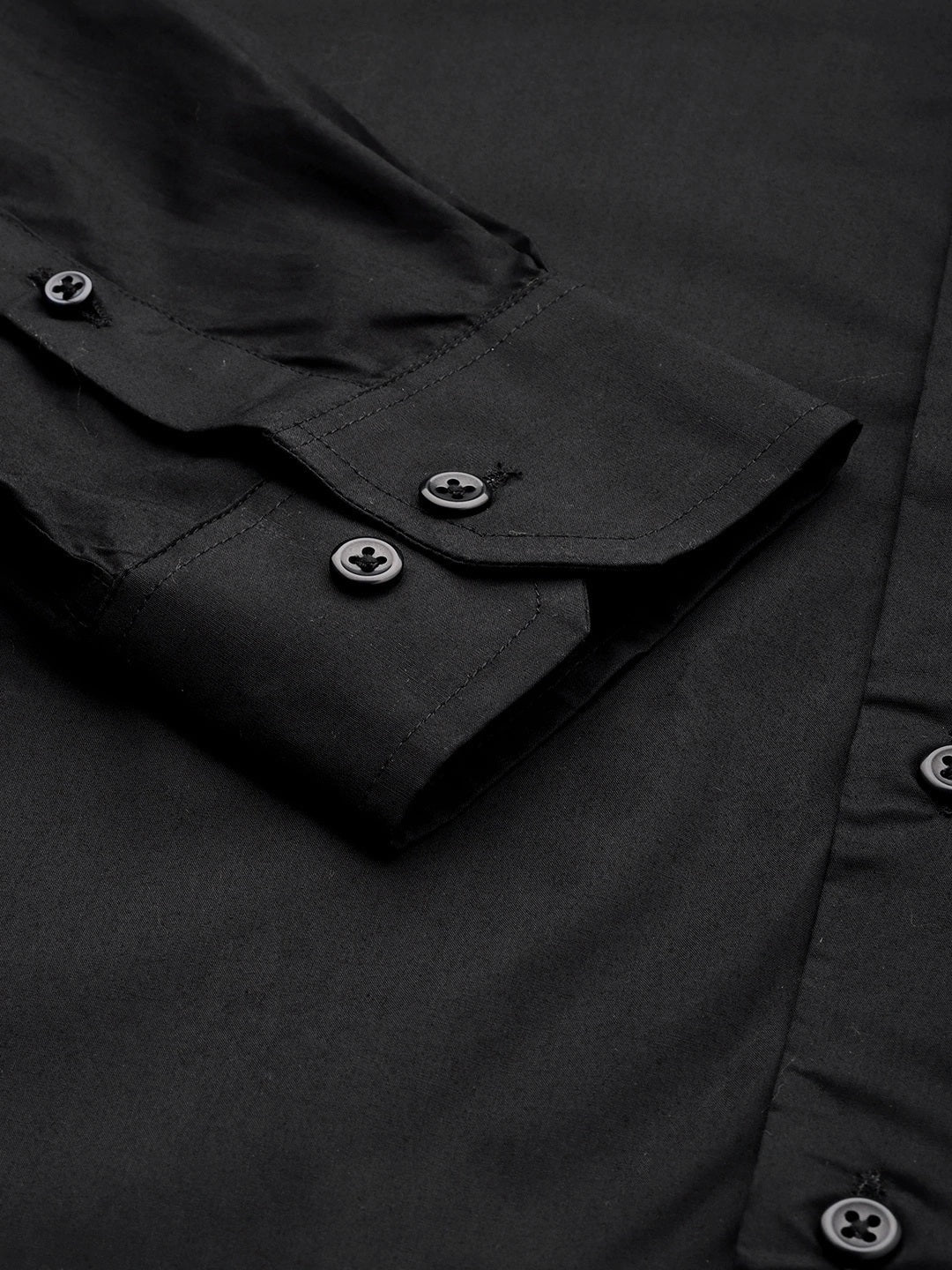 Men Black Pure Cotton Solid Button Down Collar Slim Fit Formal Shirt - #folk republic#