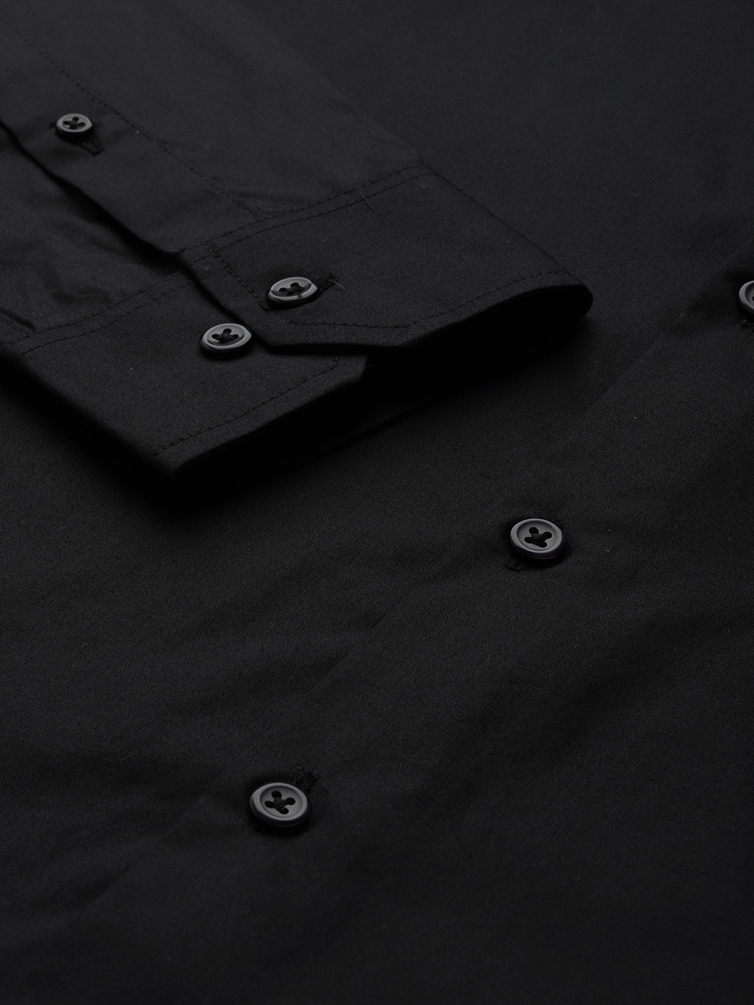 Men Black Solid Pure Cotton Slim Fit Formal Shirt - #folk republic#
