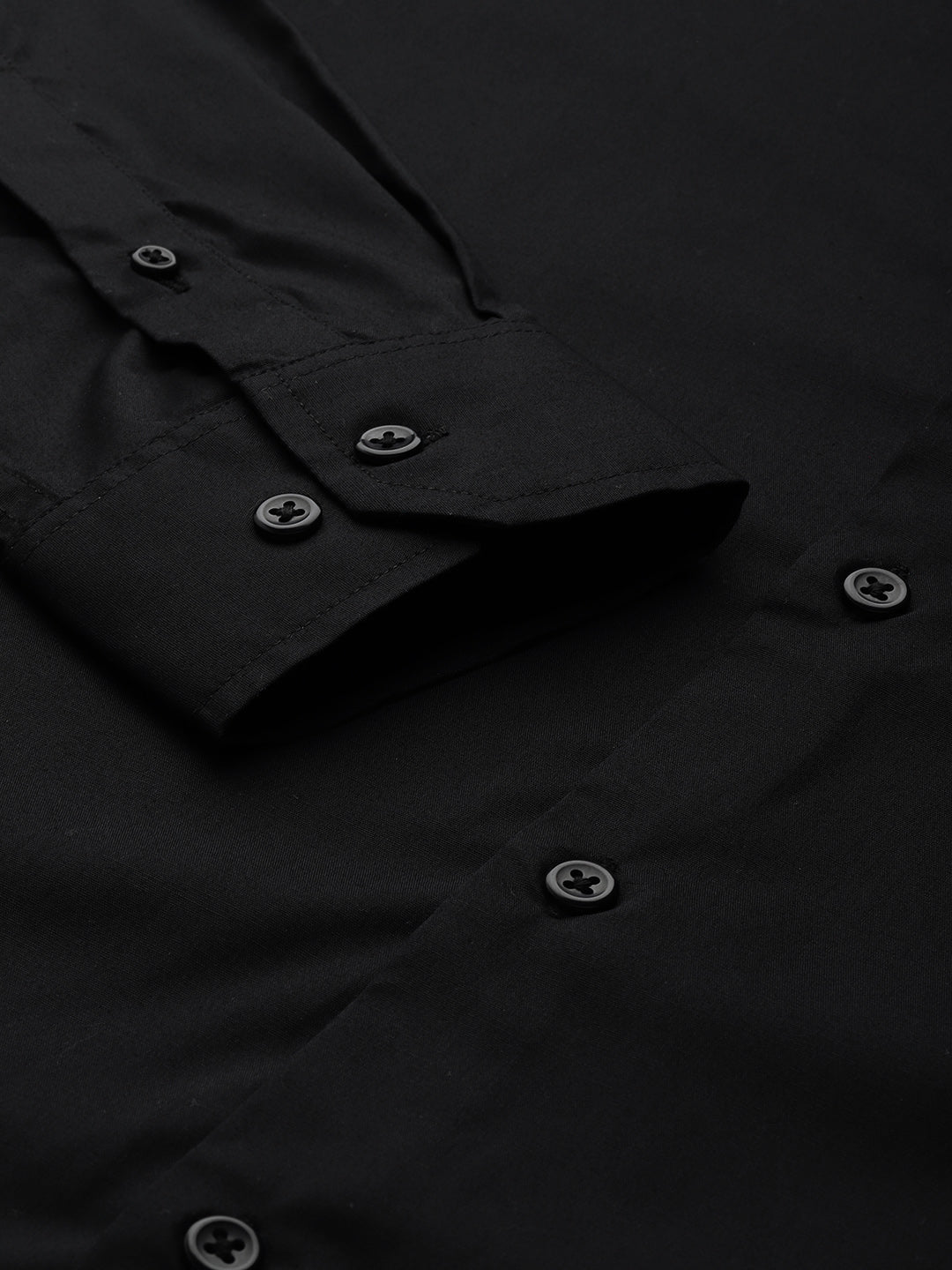 Men Black Solid Pure Cotton Slim Fit Formal Shirt - #folk republic#