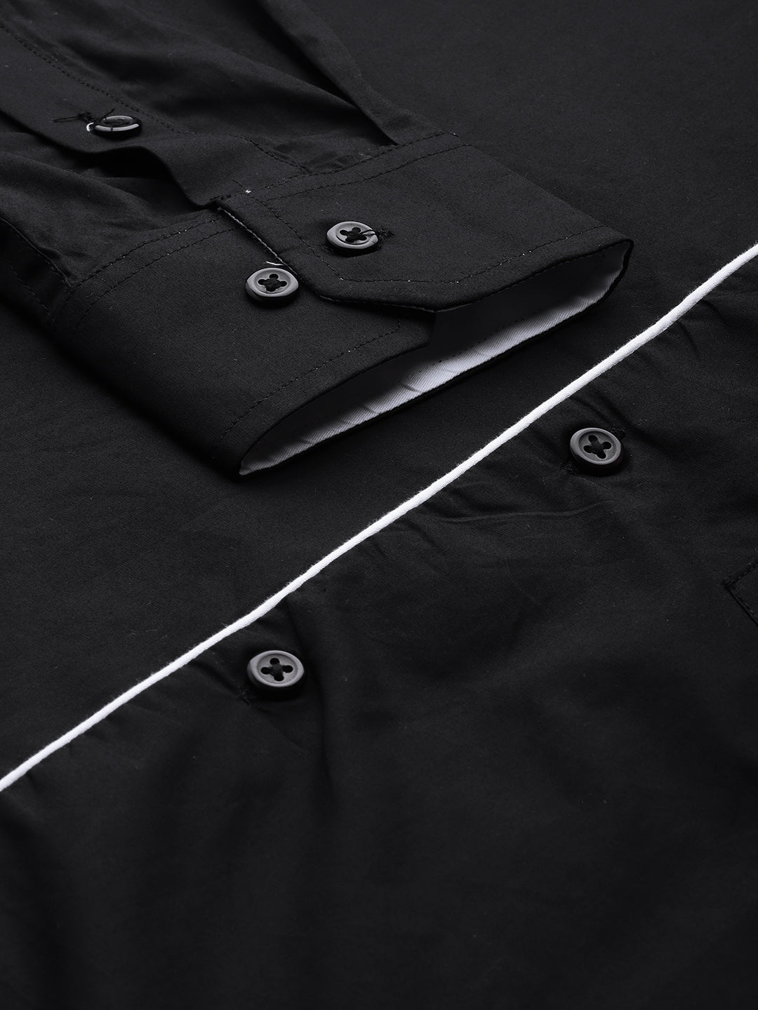 Men Black Solid Pure Cotton Slim Fit Formal Shirt - #folk republic#