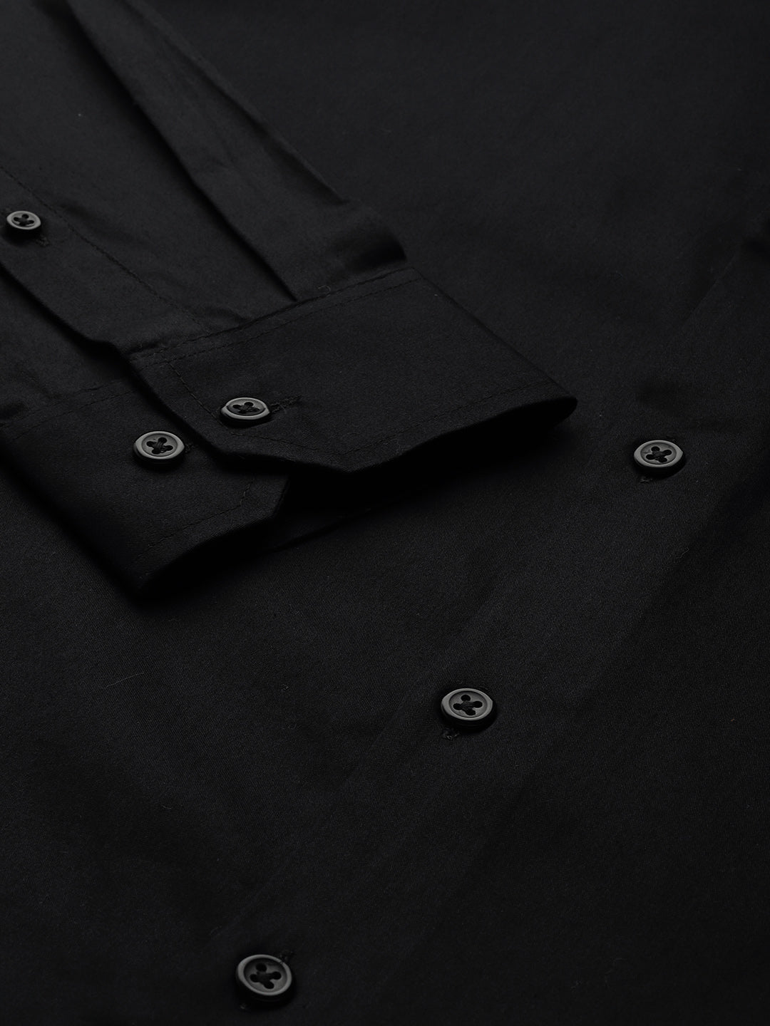 Men Black Solid Pure Cotton Slim Fit Formal Shirts - #folk republic#
