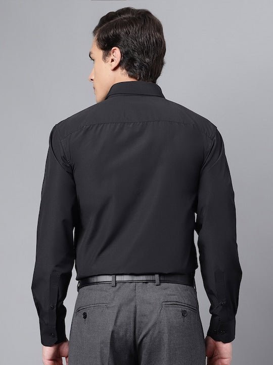Men Black Solid Rich Cotton Slim Fit Formal Shirt - #folk republic#