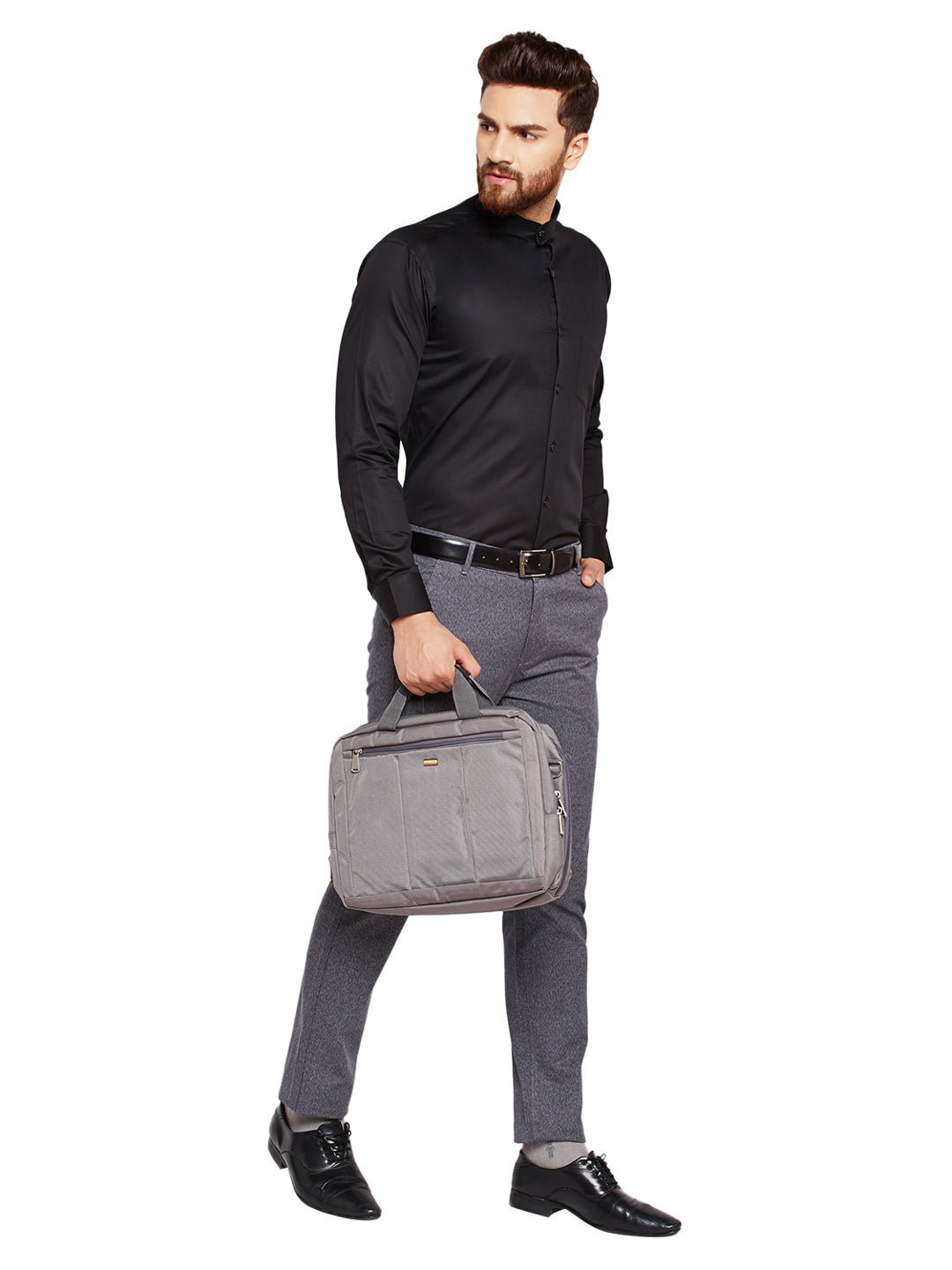 Men Black Solid Slim Fit Pure Cotton Satin Formal Shirt - #folk republic#