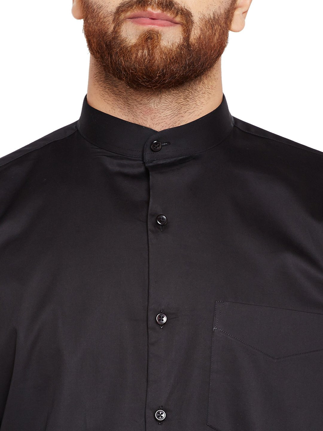 Men Black Solid Slim Fit Pure Cotton Satin Formal Shirt - #folk republic#