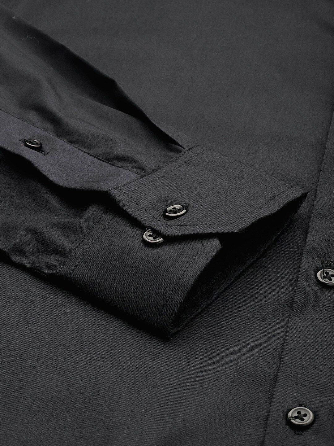 Men Black Solids Pure Cotton Slim Fit Formal Shirt - #folk republic#