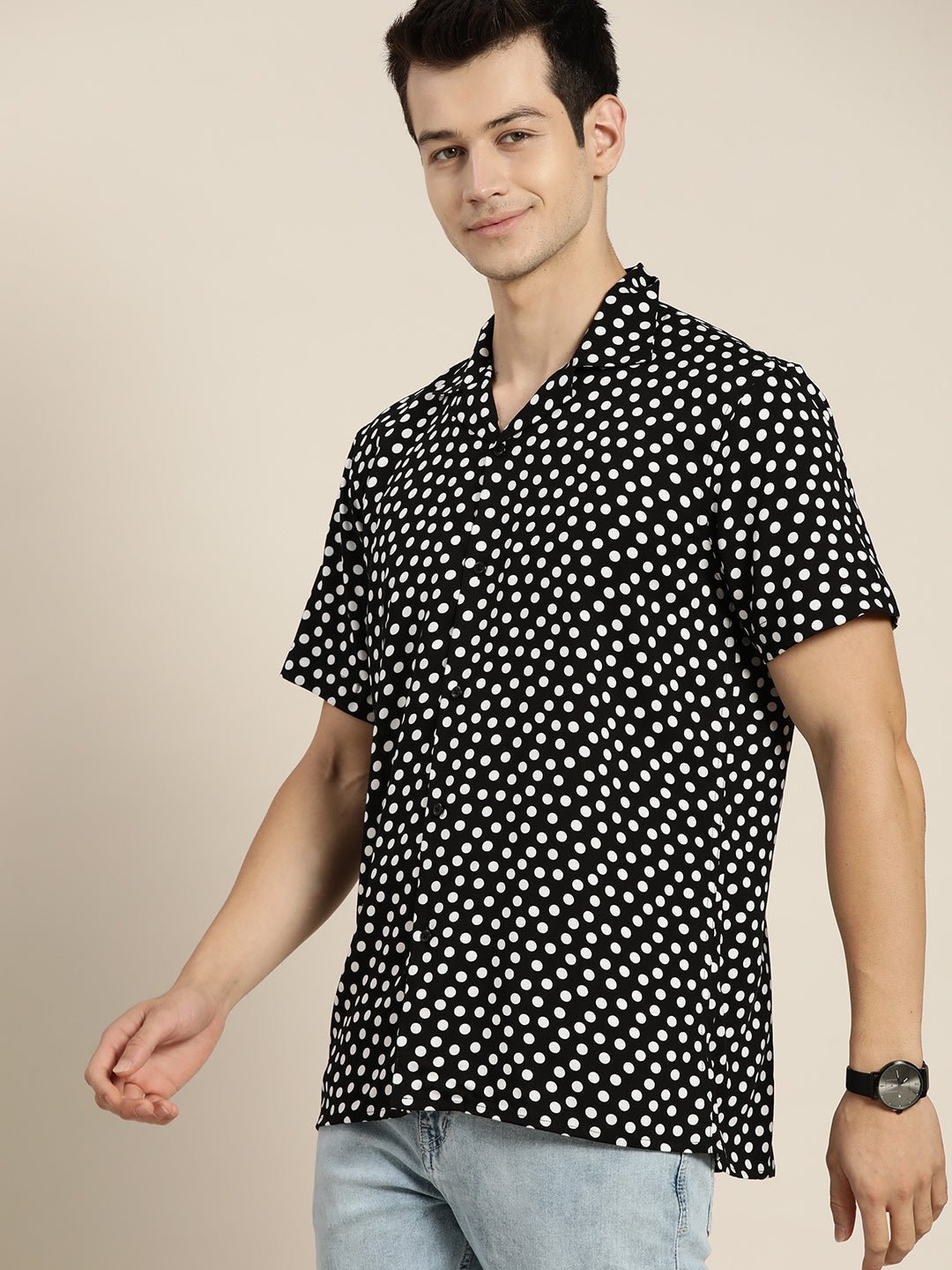 Men Black & White Prints Viscose Rayon Relaxed Fit Casual Resort shirt - #folk republic#