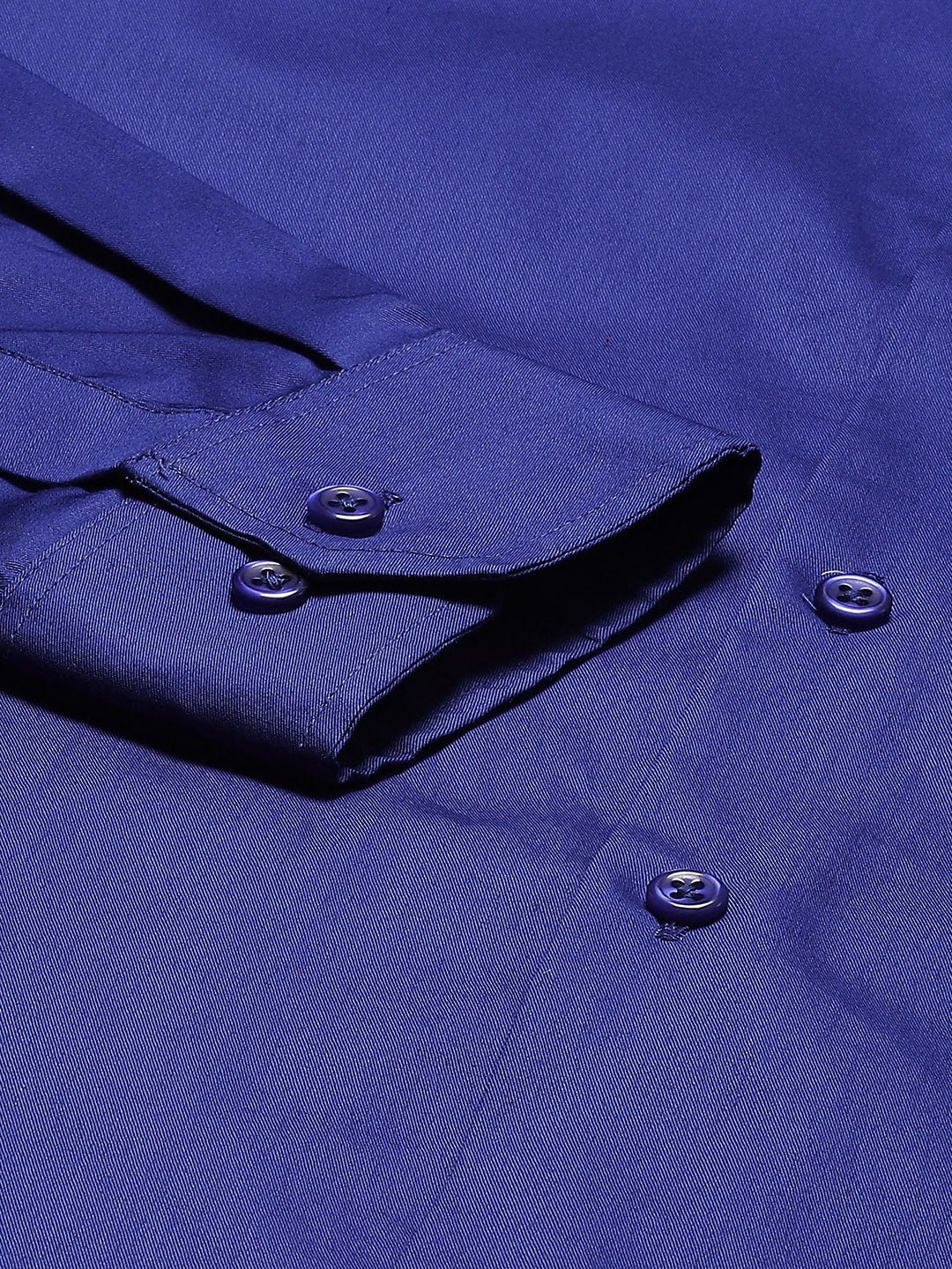 Men Blue Solid Pure Cotton Slim Fit Formal Shirt - #folk republic#
