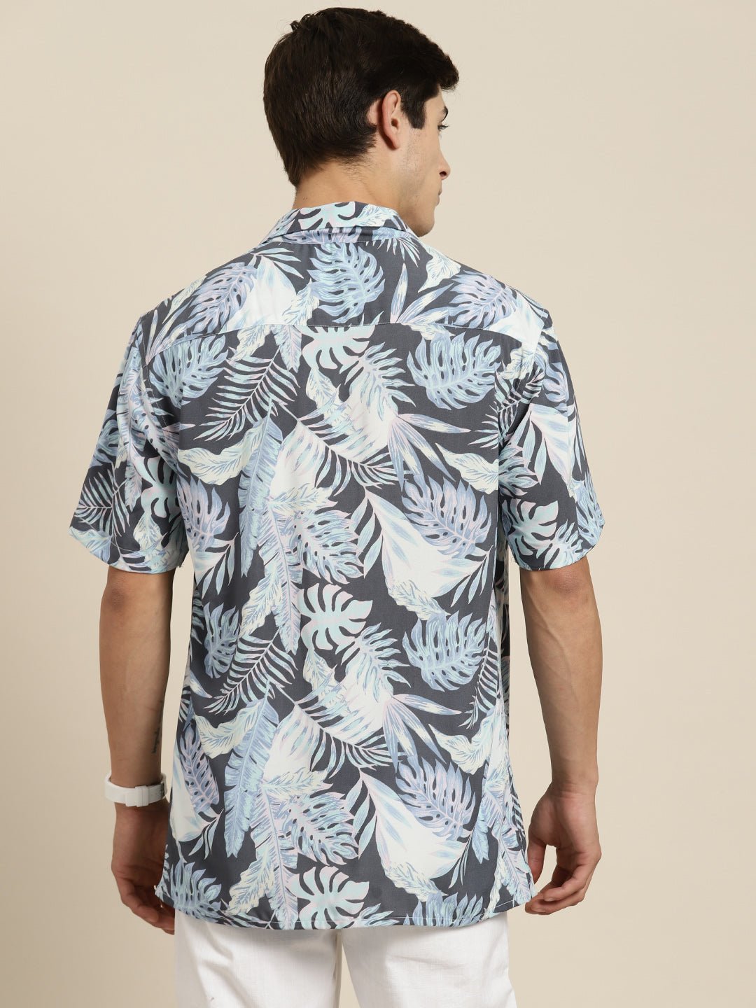 Men Blue&Multi Print Viscose Rayon Regular Fit Casual Resort Shirt - #folk republic#