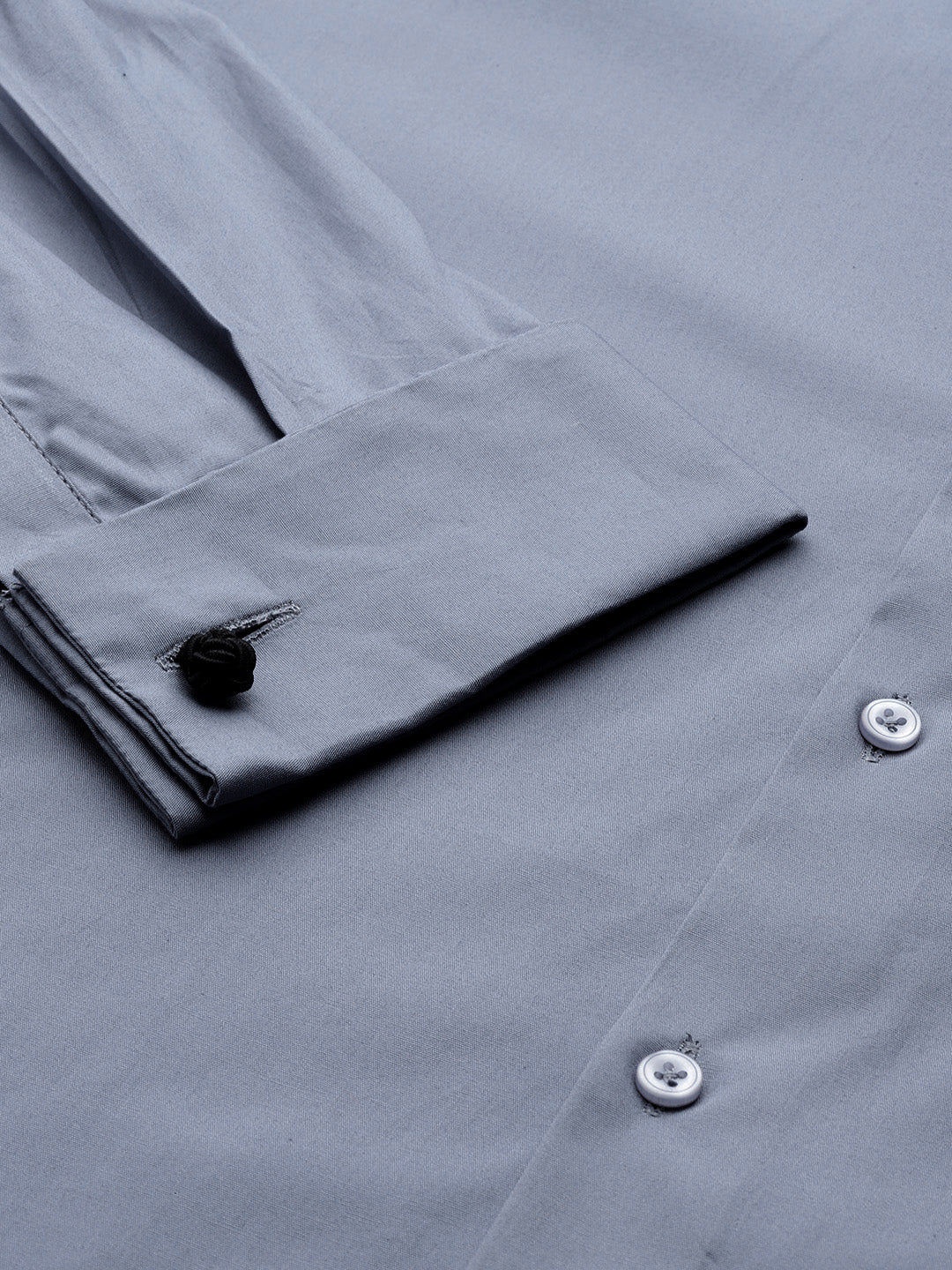 Men Bottel Grey Solid Slim Fit French Cuff Pure Cotton Formal Shirt - #folk republic#