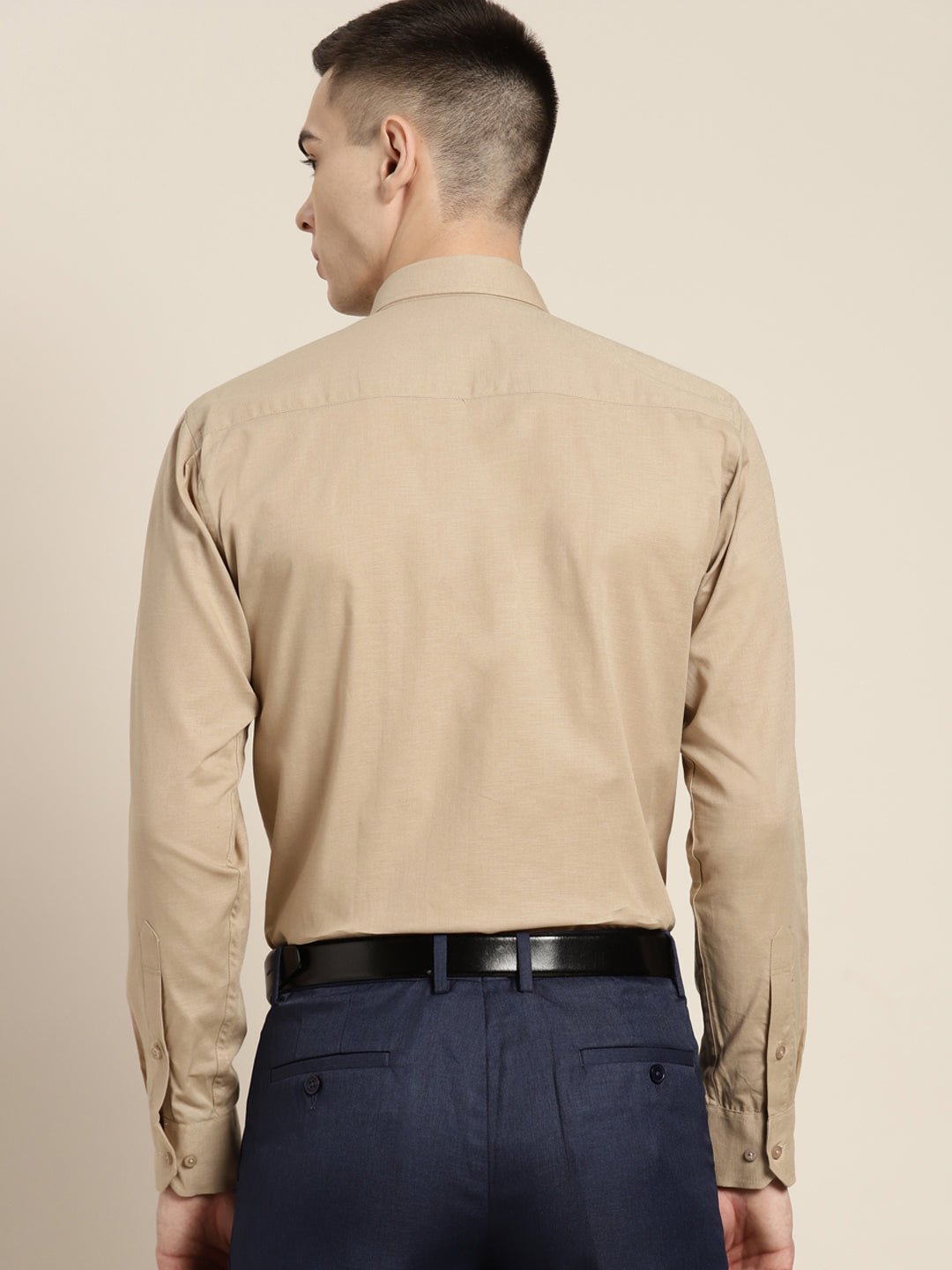 Men Brown Solid Linen Cotton Slim fit Formal Shirt - #folk republic#