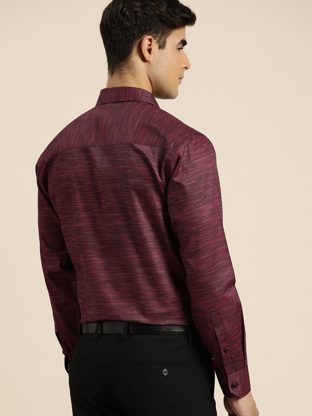 Men Burgundy Solid Pure Cotton Slim fit Formal Shirt - #folk republic#