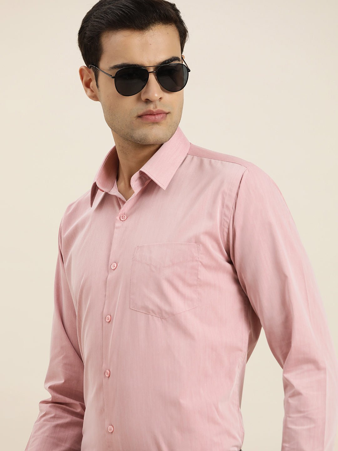 Men Coral Solid Cotton Rich Slim fit Formal Shirt - #folk republic#