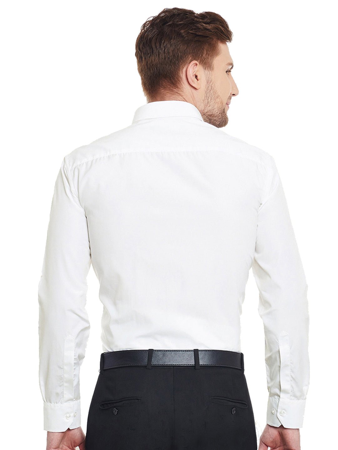 Men Cream Solid Cotton Slim Fit Formal Shirt - #folk republic#