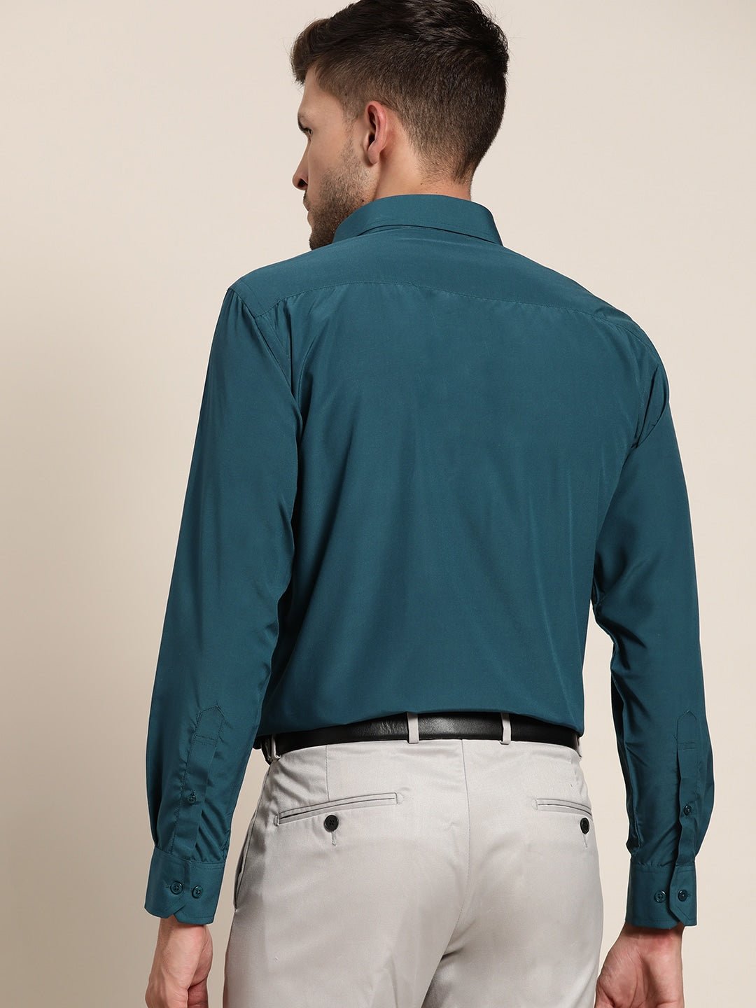 Men Cyan Solids Slim Fit Formal Shirt - #folk republic#