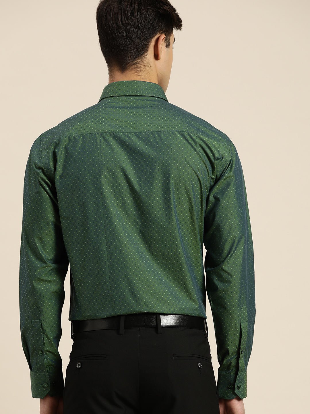 Men Green Solid Pure Cotton Slim fit Formal Shirt - #folk republic#