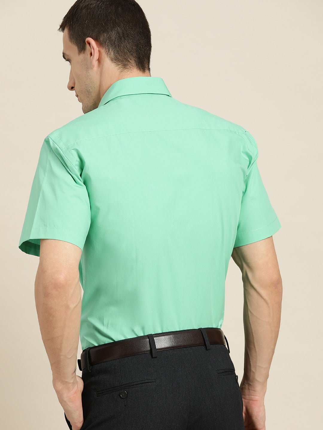 Men Green Solids Pure Cotton Slim Fit Formal Shirt - #folk republic#