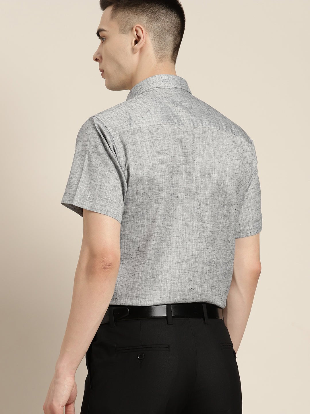 Men Grey Solid Cotton Rich Slim fit Formal Shirt - #folk republic#