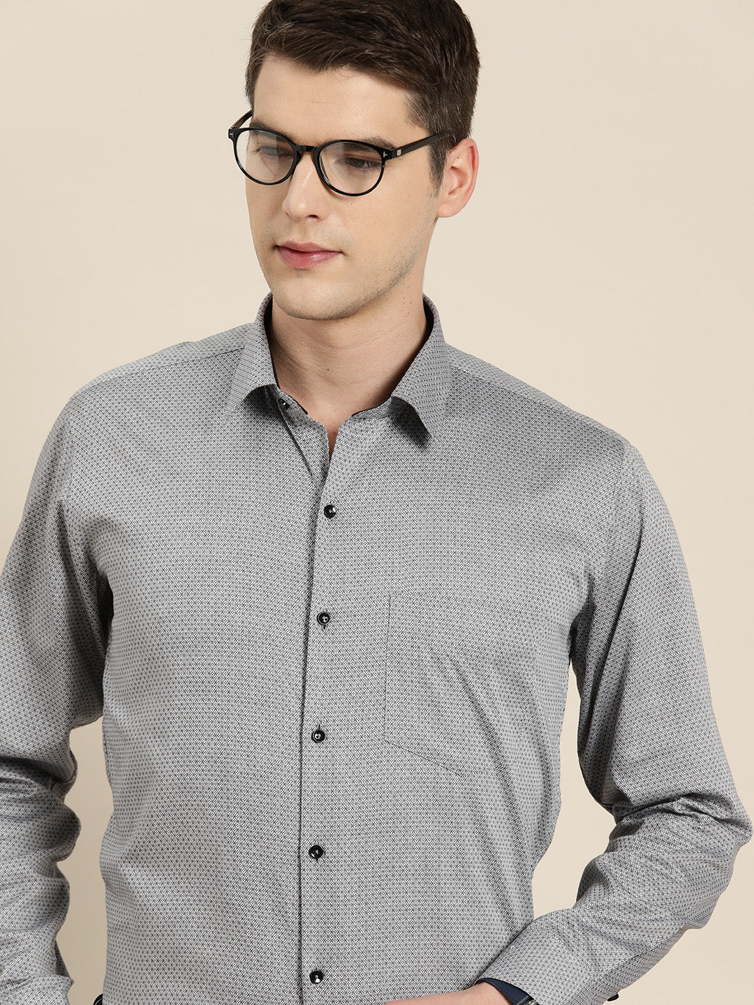 Men Grey Solid Pure Cotton Slim fit Formal Shirt - #folk republic#