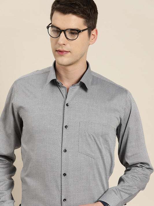 Men Grey Solid Pure Cotton Slim fit Formal Shirt - #folk republic#