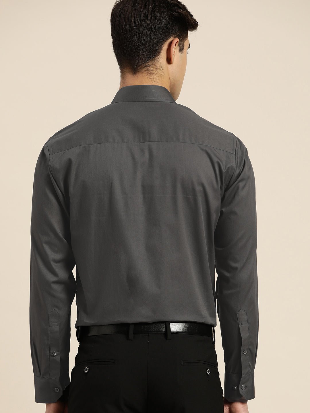 Men Grey Solid Pure Cotton Slim fit Tuxedo Party Shirt - #folk republic#